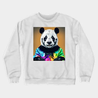 cute panda wearing a colored hoodie Crewneck Sweatshirt